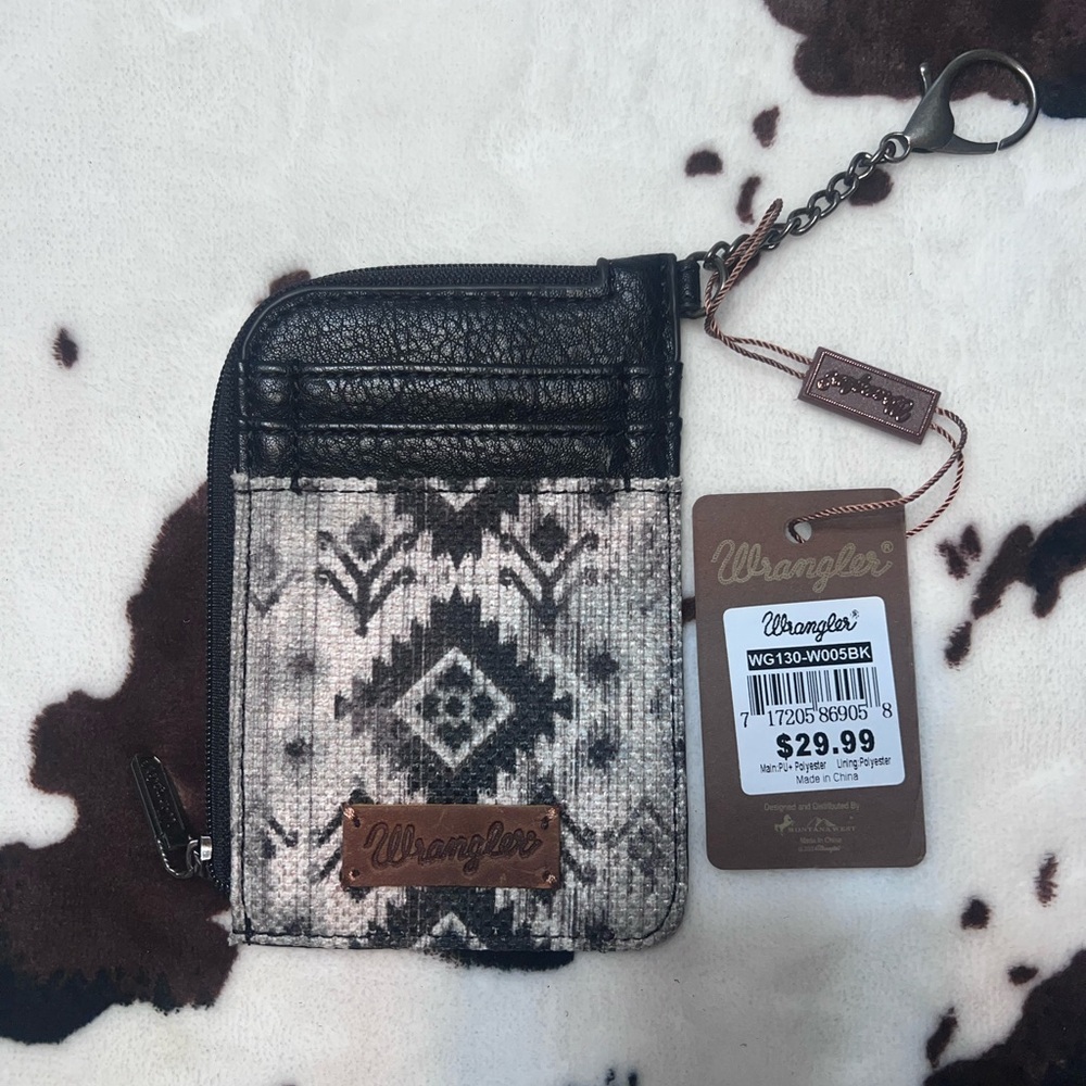 Wrangler Black Cardholder Wallet with Keychain